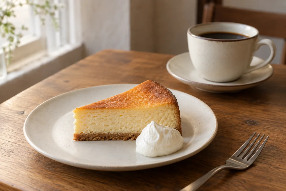 お皿に盛りつけたチーズケーキのイメージ